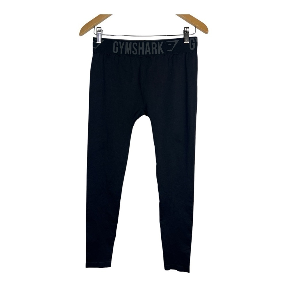 Gymshark Sz M Black Cropped Logo Waistband Leggings